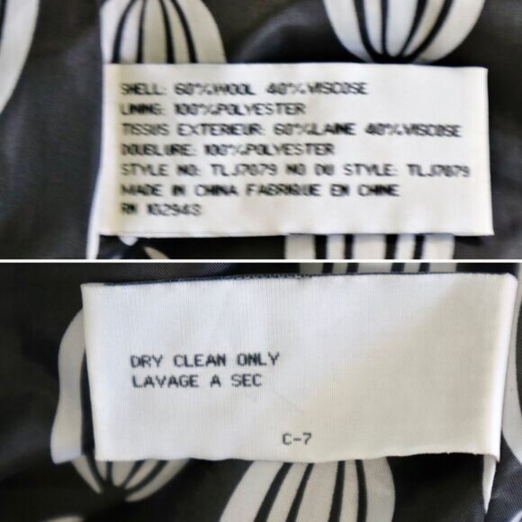 Anthropologie Tulle Size S Double Breasted Pea Coat Jacket Black Wool Blend - Picture 10 of 10